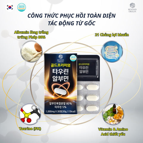 [Beyond Origin] Viên Uống Phục Hồi Sức Khỏe Toàn Diện Gold Premium Taurine Albumin