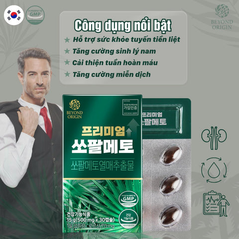 [Beyond Origin] Viên Uống Bổ Sung Sinh Lý Nam Giới Palmetto Octacosanol 30 Viên