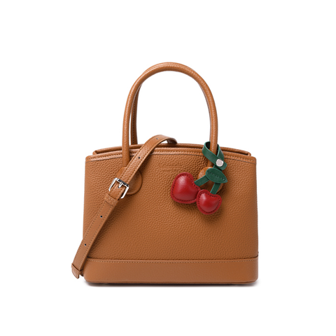 [Valenpolo] Cowhide handbag decorated with cherry shapes